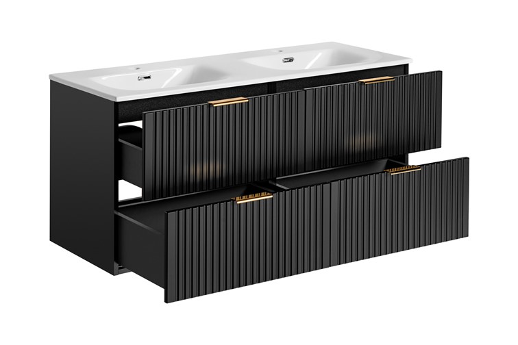 Zestaw ADB SKY 120cm (2x Szafka + Umywalka z Podwójną Misą) Czarny