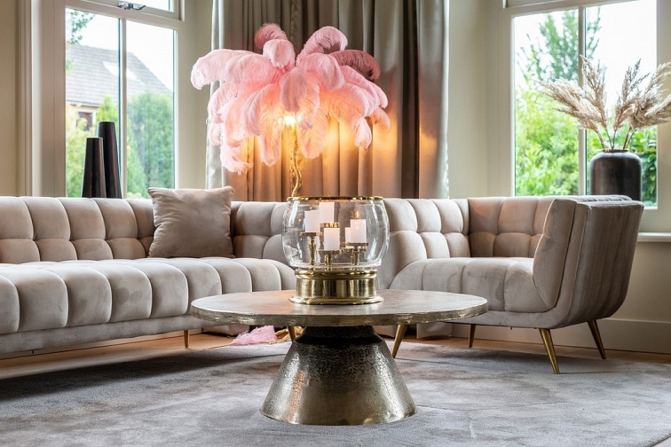 Sofa HUXLEY KHAKI - Beż/Złoty