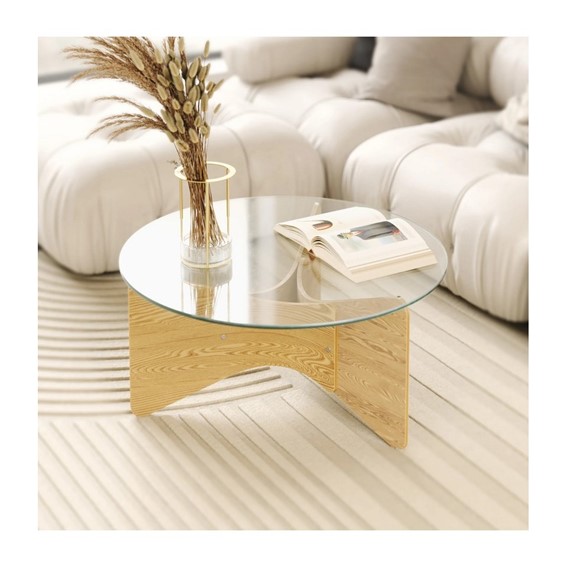 Stolik Kawowy MADERA Fi84cm Naturalny