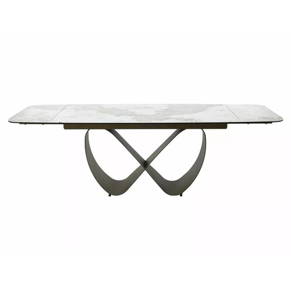 Stół Rozkładany INFINITY Ceramic (240-160)x95cm Biały Połysk/Miedziany