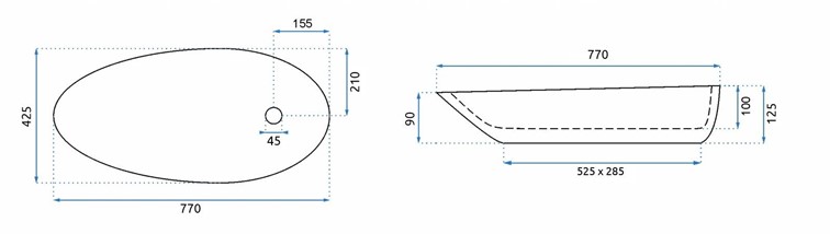 Umywalka Nablatowa GRETA 75 Biały