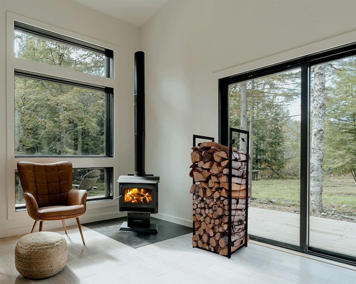 Stojak Na Drewno KAJA HOME KS-22 LIŚĆ L Czarny