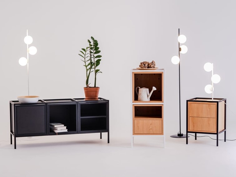 Regał SKAP BLACK 2R1 BOKS x2 Czarny