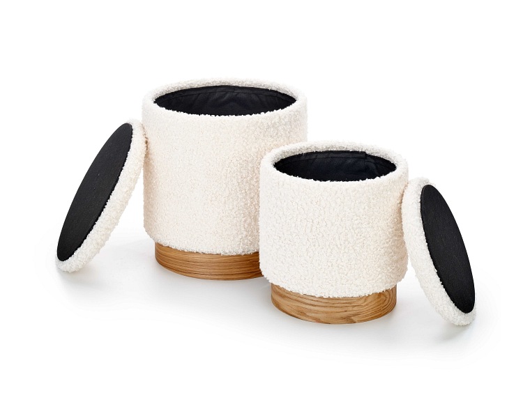 Zestaw 2 Puf Cancun 38x43 Kremowy/Naturalny