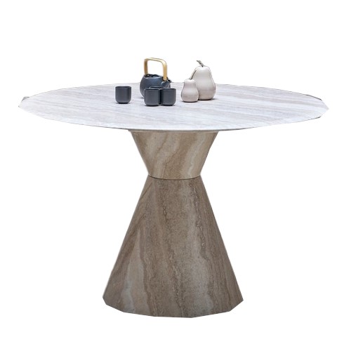 Stół Okrągły ABBOT fi120 Jasny Trawertyn