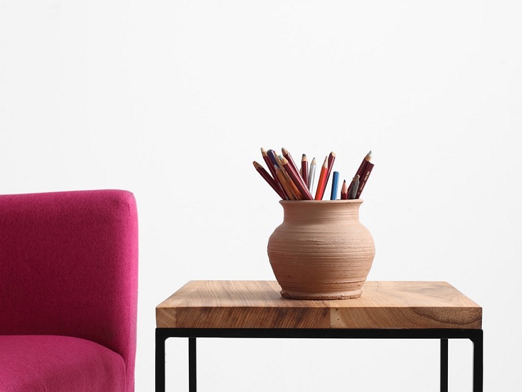 Stolik Tensio Solid Wood 30x30x60 Dąb/Czarny