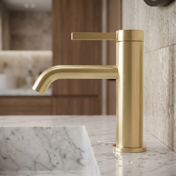 Bateria Umywalkowa RIVO Złoty Szczotkowany