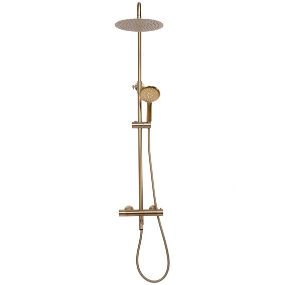 Zestaw Natryskowo-Wannowy LUNGO z Termostatem Złoty Szczotkowany