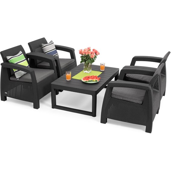 Zestaw Ogrodowy Corfu Lyon Quattro 4-Osobowy Grafit