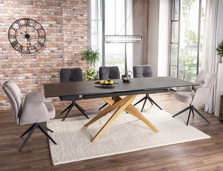 Stół Rozkładany LORETO Ceramic (180-230)x90cm Brąz Mat/Dąb