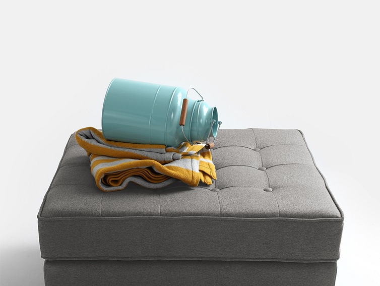 Puf Topic Wood 45x75x65 Stalowy/Naturalny