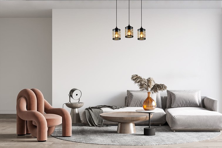 Lampa Wisząca ERICO 3L Czarny/Złoty