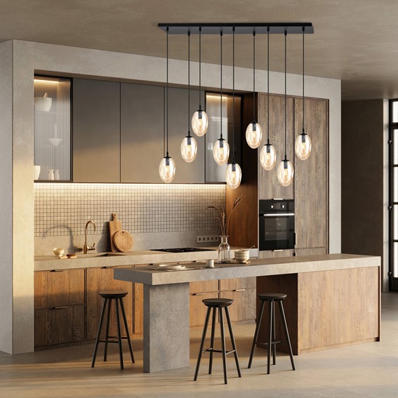 Lampa Wisząca ASTRAL 9 Czarny/Miodowy