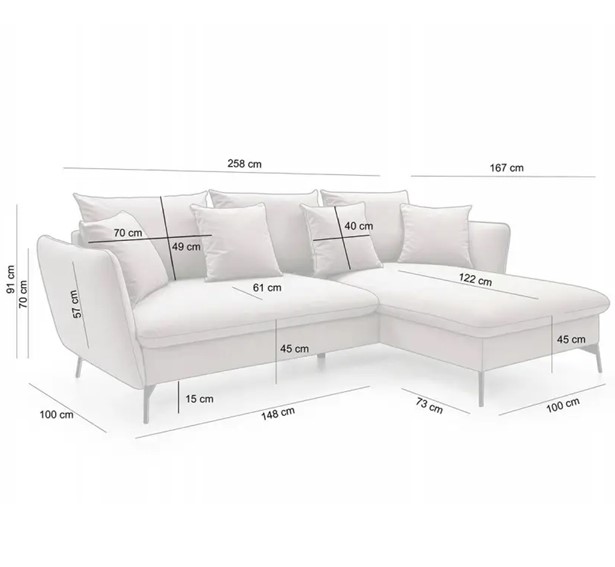 Narożnik WILIAM Beż z Funkcją Spania II Grupa Tkanin