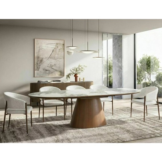 Stół Rozkładany MAROCCO Ceramic (200-160)x90cm Biały Połysk/Orzech