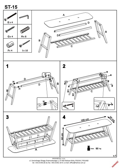 ST15 ławka / stojak na buty bambus - popielat