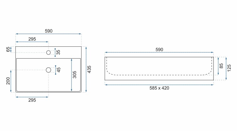 Umywalka Nablatowa GINA 60 Biały