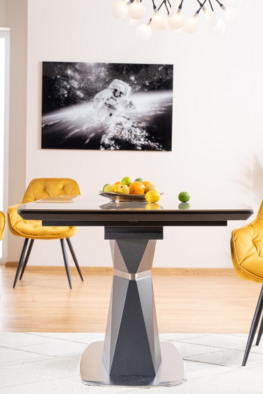 Stół Rozkładany CORTEZ CERAMIC (210-160)x90 Efekt Marmur/Antracyt