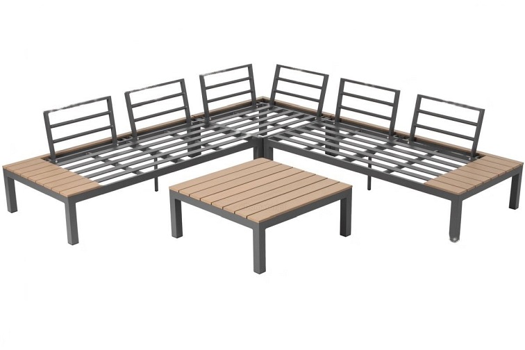 Narożnik Ogrodowy BALI 5-Osobowy ze Stolikiem Szary