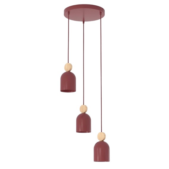 Lampa Wisząca MESI 3 PREM Burgundowy
