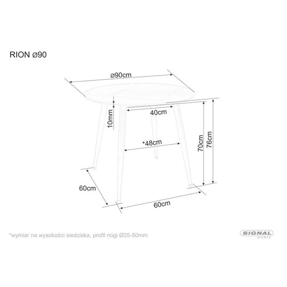 Stół RION Fi90cm Beż Mat/Kaszmir