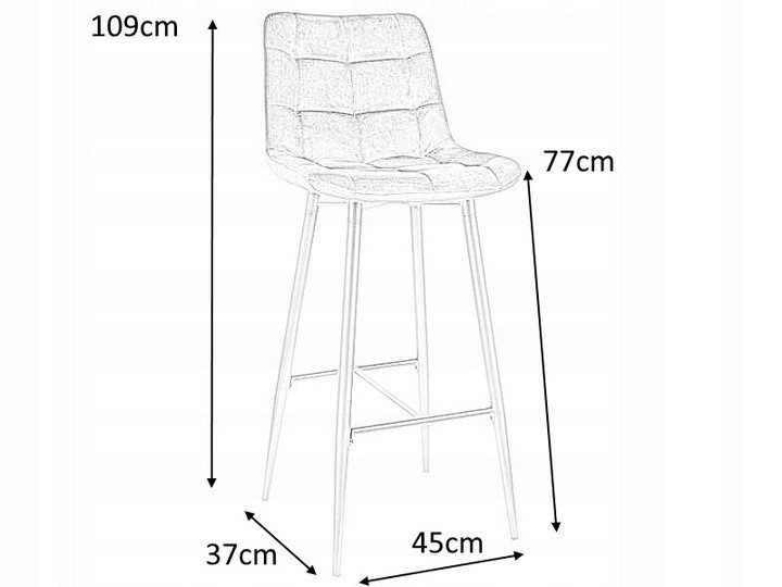 Hoker CHERRY H-1 Velvet 76cm Czarny/Czarny Bluvel 19