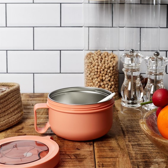 Okrągły Lunch Box Pomarańczowy Z Widelcem