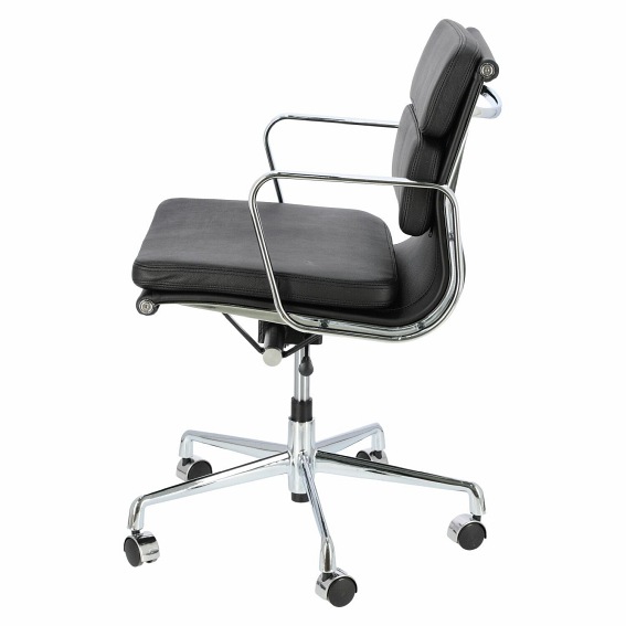 Fotel Biurowy Skóra Naturalna CH2171T Czarna/Chrom