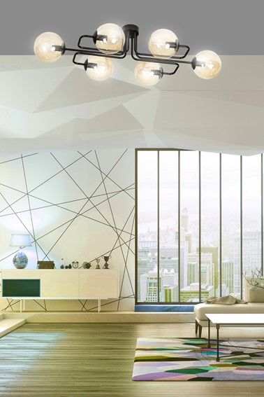 Lampa Sufitowa BRENDI 6A Czarny/Miodowy