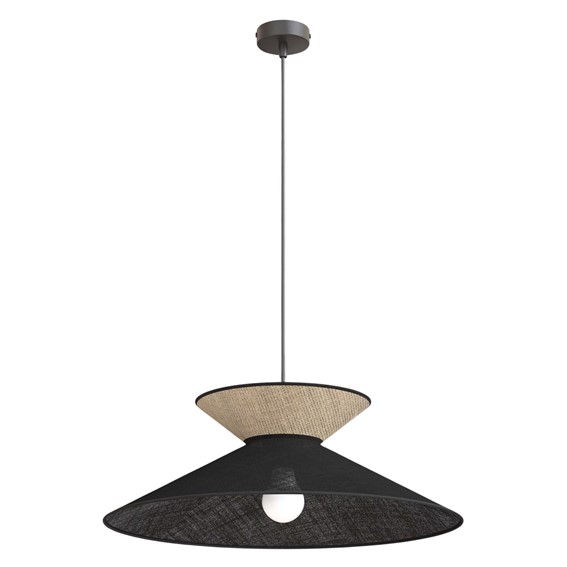 Lampa Wisząca SOFTA 1 Czarny/Rattan