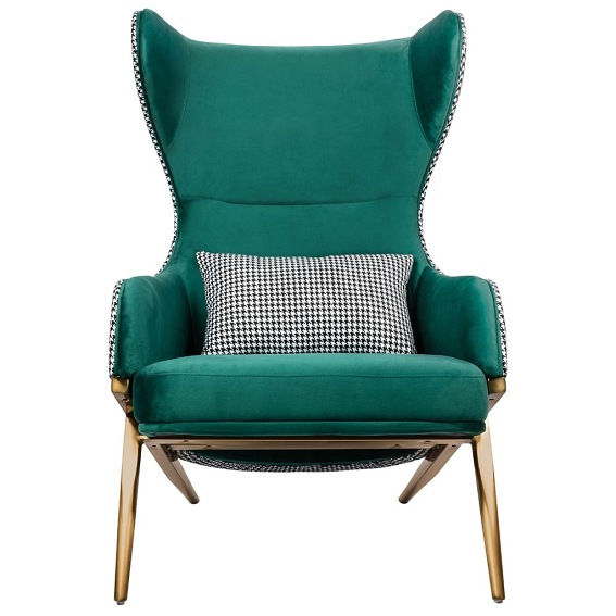 Fotel HAMPTON Velvet Szary/Zielony