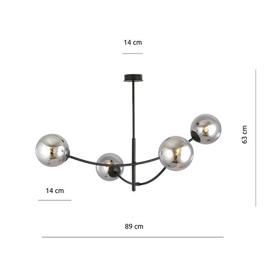 Lampa Wisząca HUNTER 4 Czarny/Grafitowy