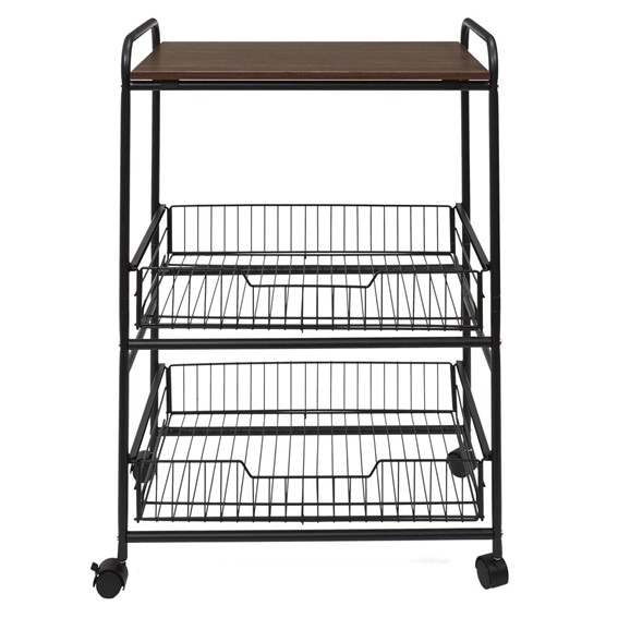 Wózek Barek DOLIE Czarny/Orzech