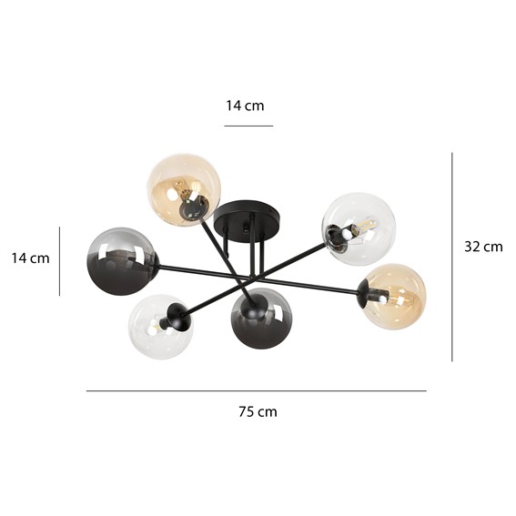 Lampa Sufitowa BRENDI 6B MIX1 Czarny