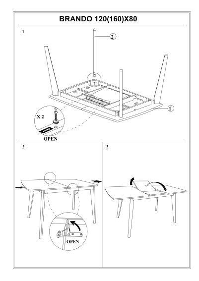 Stół Rozkładany BRANDO (120-160)x80 Dąb