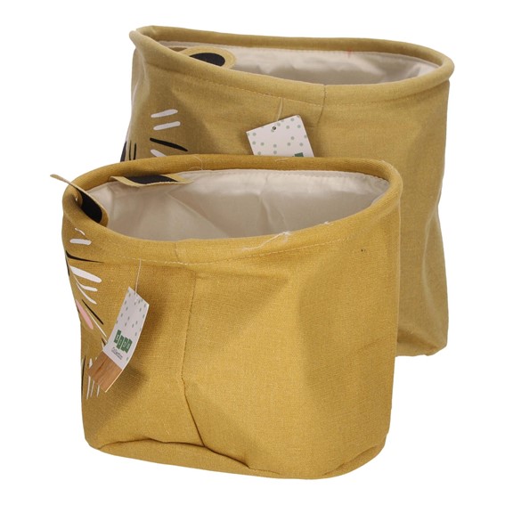 Zestaw 2 Koszy LEW z Tkaniny Żółty