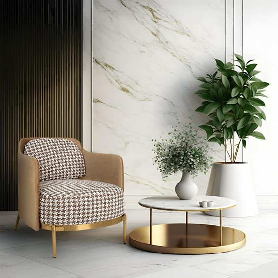 Fotel VENICE Biały/Brązowy/Złoty