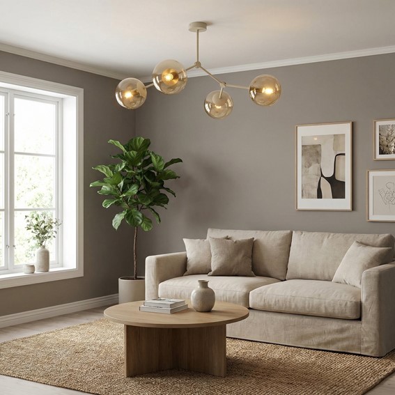 Lampa Sufitowa SPACE 4 Beżowy/Miodowy