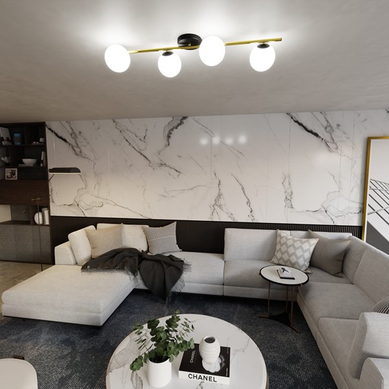 Lampa Sufitowa SPLENDI 4 Czarny/Opal