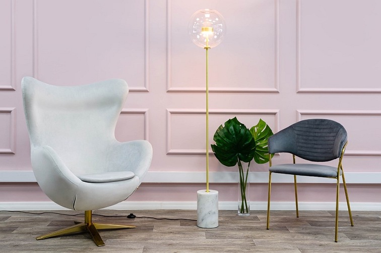 Krzesło NAOMI Szary/Złoty