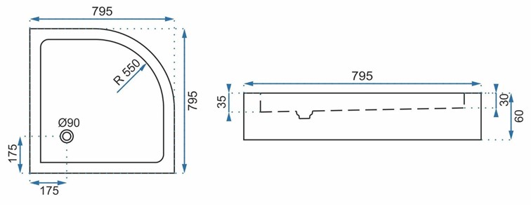 Brodzik Prysznicowy LOOK 80x100 Lewy Biały