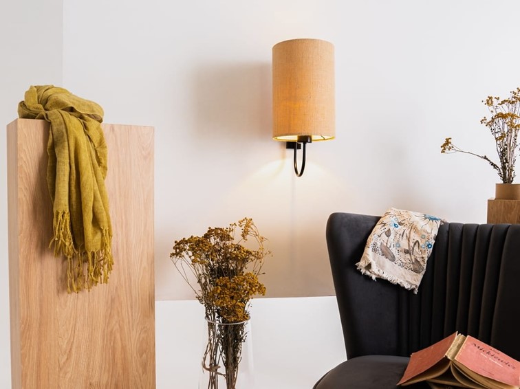 Kinkiet MASALA JUTE WALL Czarny/Beżowy