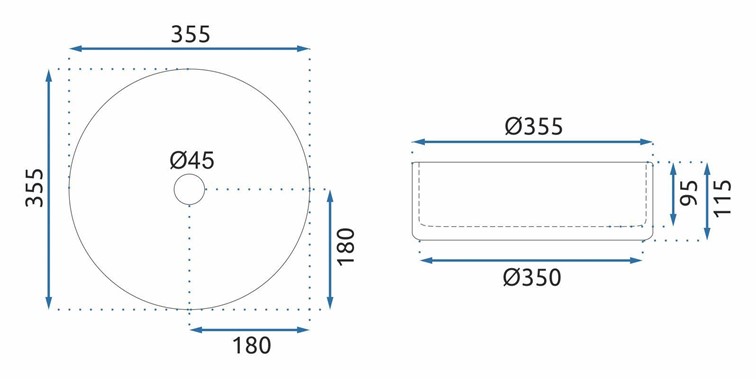 Umywalka Nablatowa CRISTAL 35 Czarny