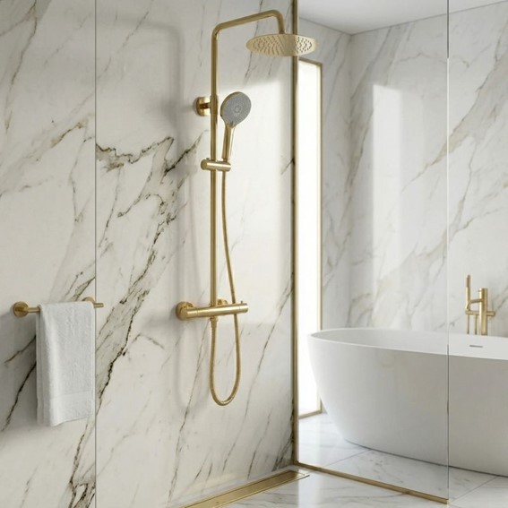 Zestaw Natryskowy z Termostatem LUNGO Złoty