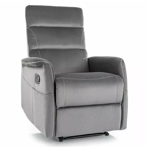 Fotel Rozkładany SOLON M Velvet Szary/Czarny