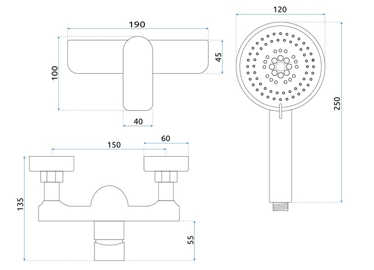 Bateria Prysznicowa DART Chrom