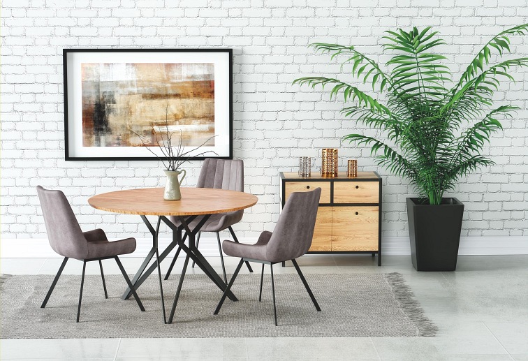 Stół Okrągły PIXEL 2 fi120 Dąb Złoty/Czarny