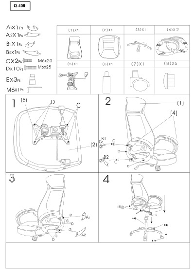 Fotel Obrotowy Q-409 Czarny/Biały