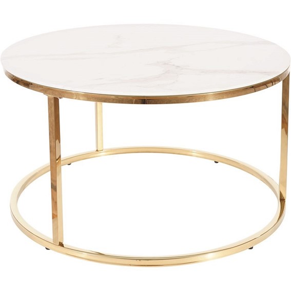 Ława SABINE fi80 Złoty/Biały Efekt Marmuru
