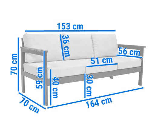 Sofa Ogrodowa BELLA 3 Osobowa Brązowy/Beżowy